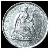 1861 Silver Half Dime CLOSELY UNCIRCULATED