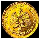 1945 Mexico Gold 2 Pesos UNCIRCULATED