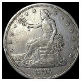 1876 Silver Trade Dollar NEARLY UNCIRCULATED
