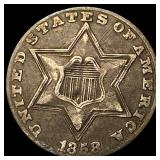 1858 Silver Three-Cent Piece NEARLY UNCIRCULATED