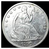 1858-O Silver Half Dollar CLOSELY UNCIRCULATED