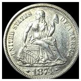 1874 Arrows Seated Liberty Dime CLOSELY UNCIRCULAT