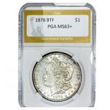 1878 8TF Morgan Silver Dollar PGA MS63+