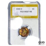 1940-D Wheat Cent PGA MS67 RB