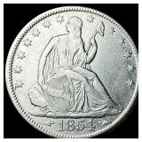 1854 Arrows Seated Liberty Half Dollar NEARLY  UN