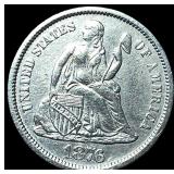 1876-CC Silver Seated Liberty Dime CLOSELY UNCIRCU