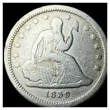 1839 Silver Seated Liberty Quarter LIGHTLY  CIRCU