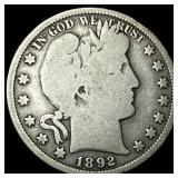 1892 Silver Barber Half Dollar NICELY  CIRCULATED