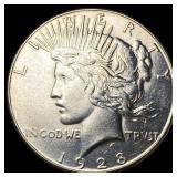 1928-S Silver Peace Dollar CHOICE AU