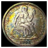 1864-S Silver Seated Liberty Dime NEARLY UNCIRCULA