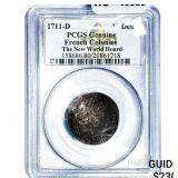 1711-D French Colonies 30 Deniers PCGS Genuine