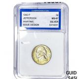 1942-P Jefferson Nickel PGA MS67