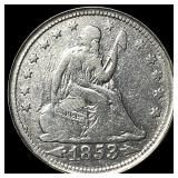 1853 Arrows Seated Liberty Quarter LIGHTLY CIRCULA
