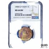 1908 Canada Cent NGC MS64 BN
