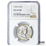 1959-D Franklin Half Dollar NGC MS66 FBL