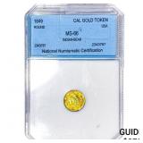 1849 Cal Gold Token Round Indian-Bear NNC MS66