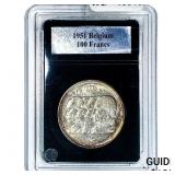1951 Belgium Silver 100 Francs