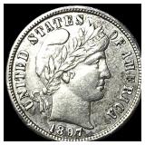 1897-S Silver Barber Dime CHOICE AU