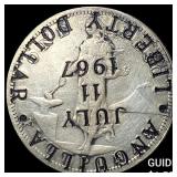 1967 Anguila Silver Lib. $1-On 1908S Phili. Peso