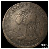 1857F Honduras Copper Provisional 8 Reals