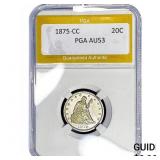 1875-CC Twenty Cent Piece PGA AU53