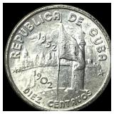1952 Cuba Silver 10 Centavos