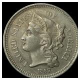 1867 Nickel Three-Cent Piece LIGHTLY  CIRCULATED