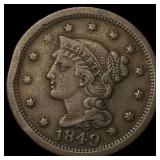 1849 Braided Hair Large Cent NEARLY  UNCIRCULATED