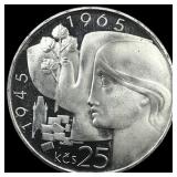 1965 Czechoslovakia Silver 25 Korun Proof 0.2572oz