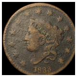 1833 Coronet Head Large Cent NEARLY  UNCIRCULATED