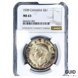 1939 Canada Silver Dollar NGC MS63