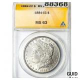 1884-CC Morgan Silver Dollar ANACS MS63