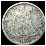 1875-CC Silver Seated Liberty Dime LIGHTLY  CIRCU