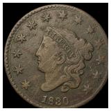1830 Coronet Head Large Cent NEARLY  UNCIRCULATED