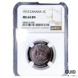 1913 Canada Cent NGC MS64 BN