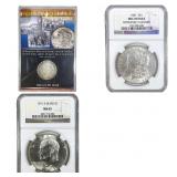 [3 Coins] 1887-1971 Ike $1 & Morgan $1s NGS MS65