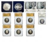 [13 Coins]  Silver Comm. $1, Silver 50C, Proof Ken