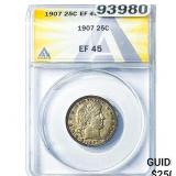 1907 Barber Quarter ANACS EF45