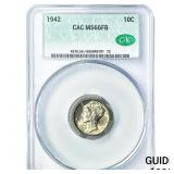 1942 Mercury Silver Dime CAC MS66 FB
