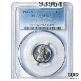 1943-S Wheat Cent PCGS MS67