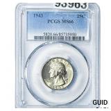 1943 Washington Silver Quarter PCGS MS66