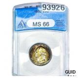 1950 Washington Silver Quarter ANACS MS66