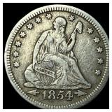 1854 Arrows Seated Liberty Quarter LIGHTLY CIRCULA