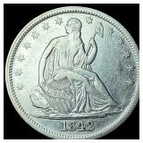 1842 Silver Half Dollar NEARLY UNCIRCULATED