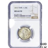 1917 Standing Liberty Quarter NGC MS64 FH Type 1