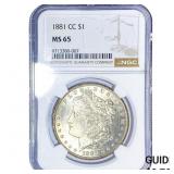 1881-CC Morgan Silver Dollar NGC MS65