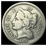 1872 Nickel Three-Cent Piece NEARLY UNCIRCULATED