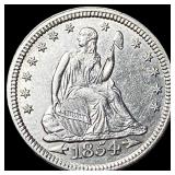 1854 Arrows Seated Liberty Quarter CLOSELY UNCIRCU