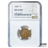 1868 Indian Head Cent NGC MS62 BN