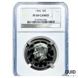 1964 Kennedy Half Dollar NGC PF69 Cameo